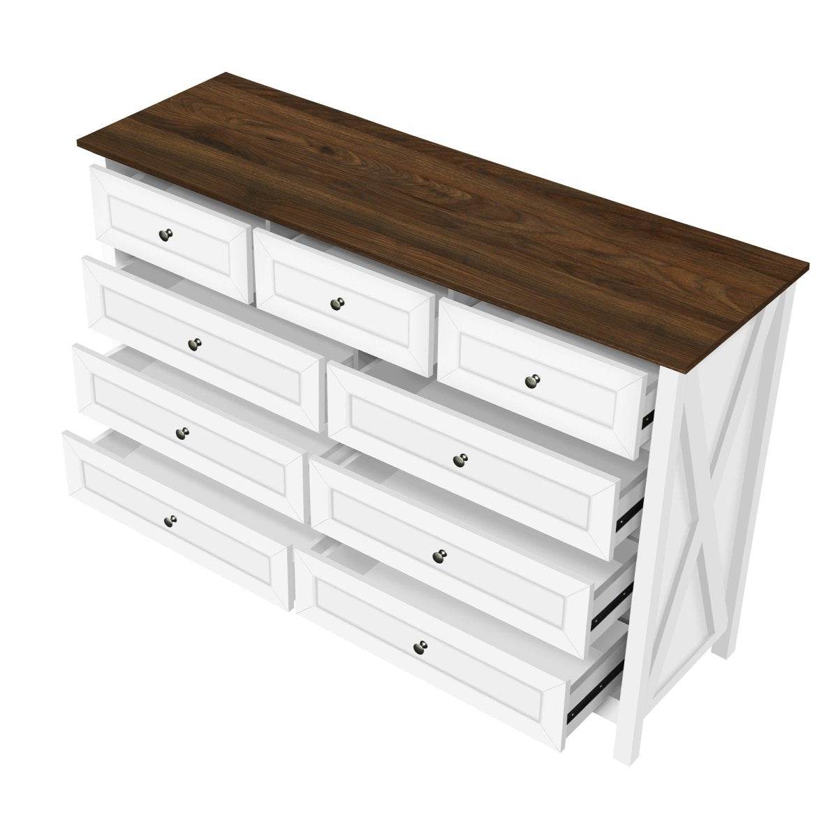 Rustic White Wood Storage Dresser With 9 Drawers - Sleep Galleria