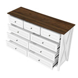 Rustic White Wood Storage Dresser With 9 Drawers - Sleep Galleria