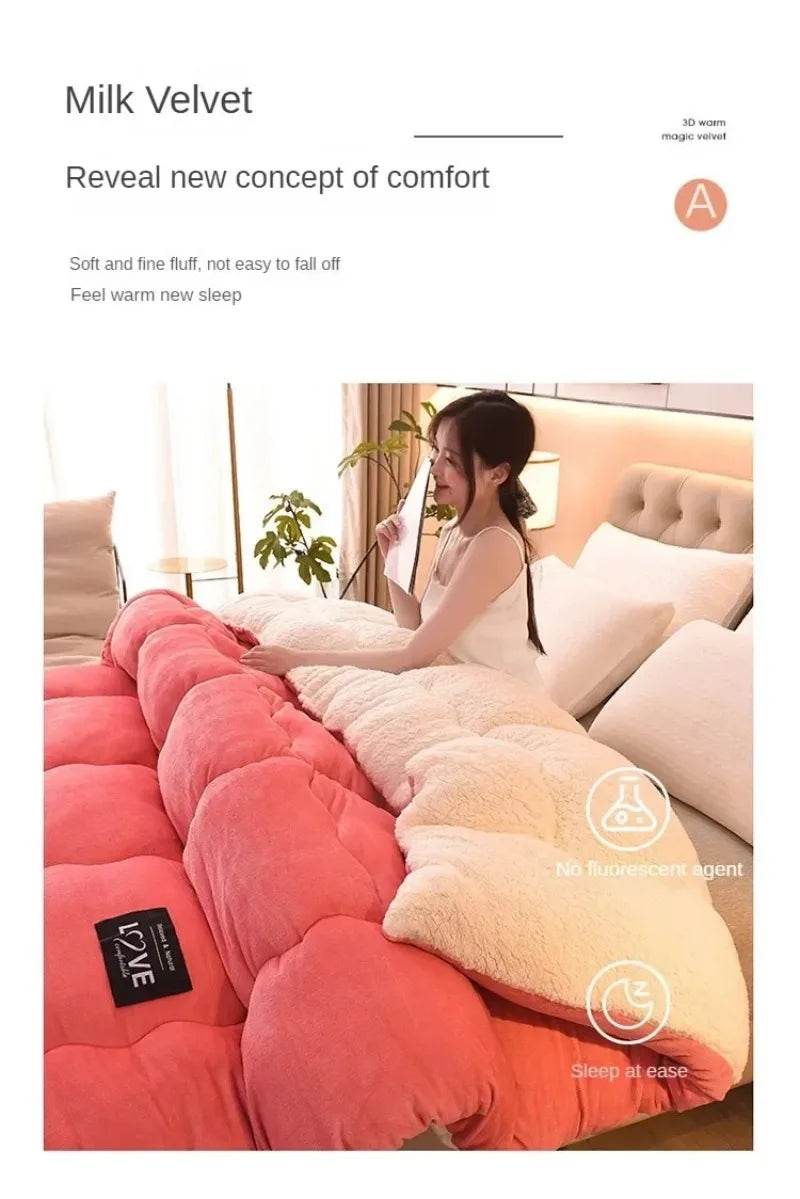 Soft Lamb Velvet Warm Winter Quilt Blanket - Sleep Galleria