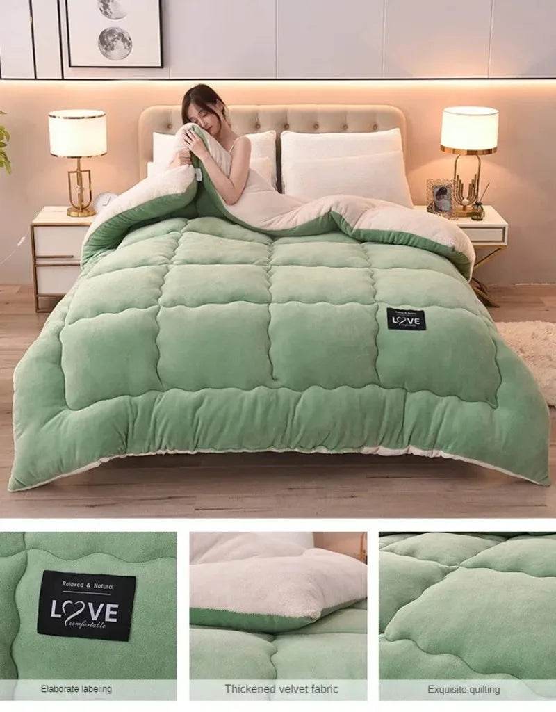 Soft Lamb Velvet Warm Winter Quilt Blanket - Sleep Galleria