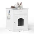 Solid Wood White Cat Litter Box Enclosure With Drawer - Sleep Galleria