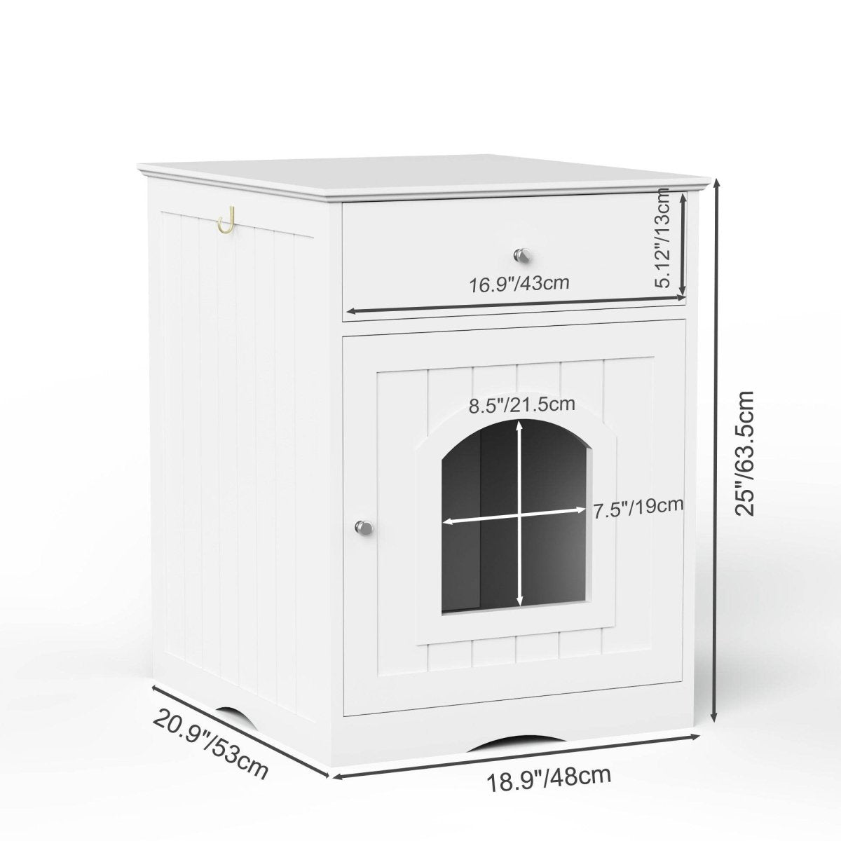 Solid Wood White Cat Litter Box Enclosure With Drawer - Sleep Galleria