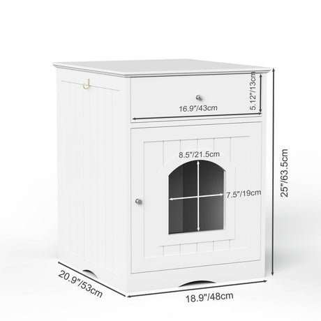 Solid Wood White Cat Litter Box Enclosure With Drawer - Sleep Galleria