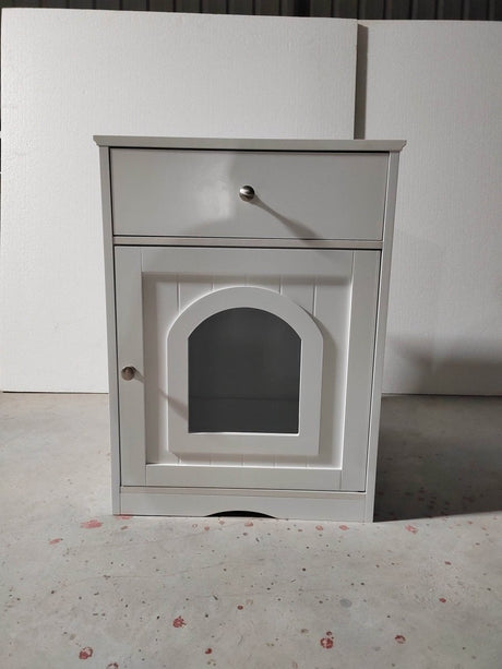 Solid Wood White Cat Litter Box Enclosure With Drawer - Sleep Galleria