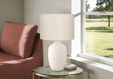 Transitional Cream Ceramic Ginger Jar Table Lamp - Sleep Galleria