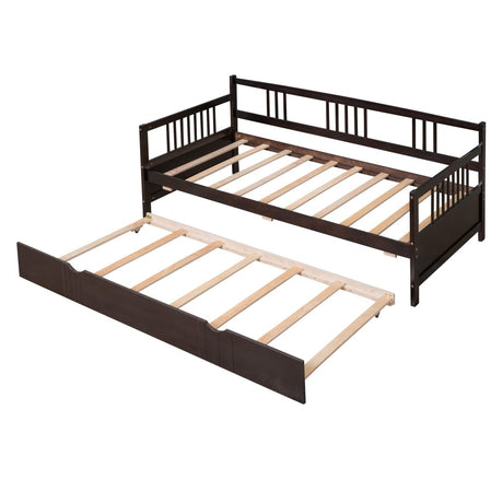 Twin Size Solid Wood Daybed With Trundle Bed - Veluna - Sleep Galleria