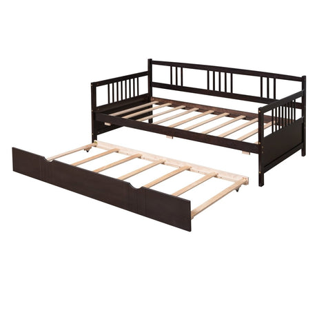Twin Size Solid Wood Daybed With Trundle Bed - Veluna - Sleep Galleria