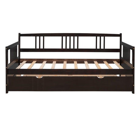Twin Size Solid Wood Daybed With Trundle Bed - Veluna - Sleep Galleria