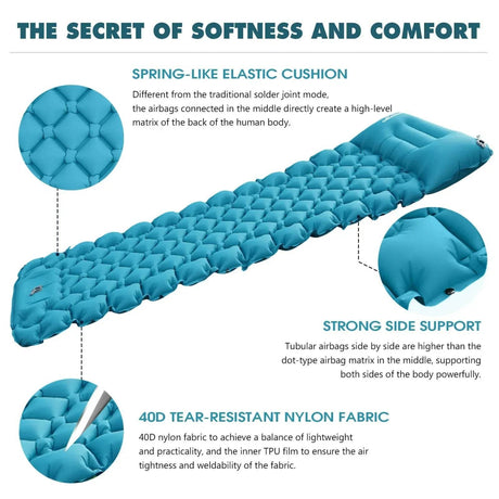 Ultralight Inflatable Camping Sleeping Pad with Pillow - Veluna - Sleep Galleria