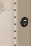 Upholstered Linen Platform Bed With Twin Trundle And USB Ports - Veluna - Sleep Galleria