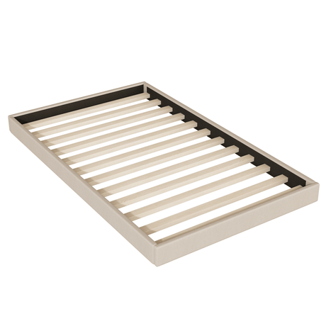 Upholstered Linen Platform Bed With Twin Trundle And USB Ports - Veluna - Sleep Galleria