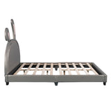 Upholstered PU Leather Platform Bed With Rabbit Ornament - Veluna - Sleep Galleria