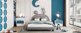 Upholstered PU Leather Platform Bed With Rabbit Ornament - Veluna - Sleep Galleria