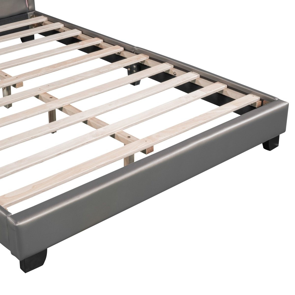 Upholstered PU Leather Platform Bed With Rabbit Ornament - Veluna - Sleep Galleria