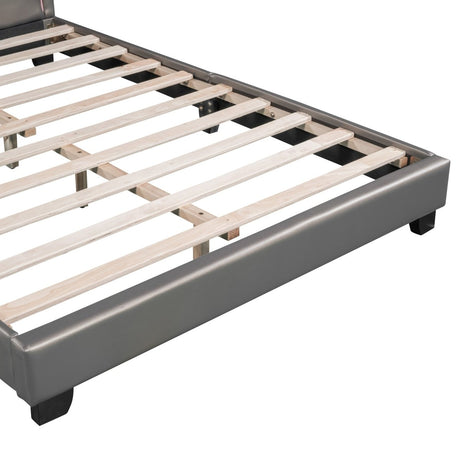 Upholstered PU Leather Platform Bed With Rabbit Ornament - Veluna - Sleep Galleria