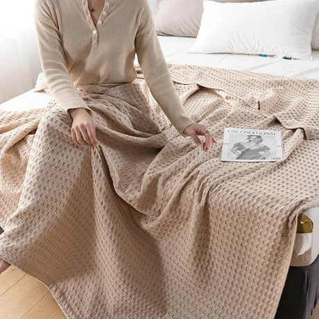 Waffle Pattern 100% Cotton Lightweight Summer Blanket - Sleep Galleria