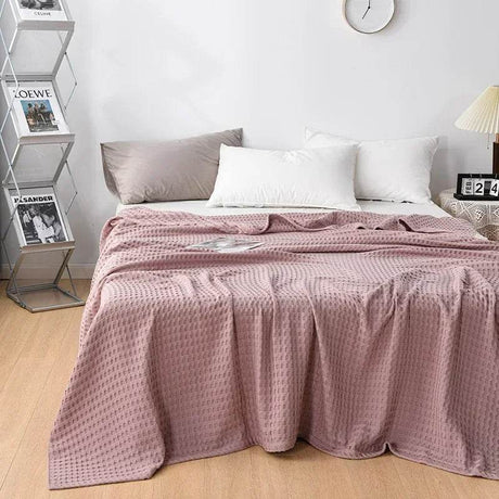 Waffle Pattern 100% Cotton Lightweight Summer Blanket - Sleep Galleria