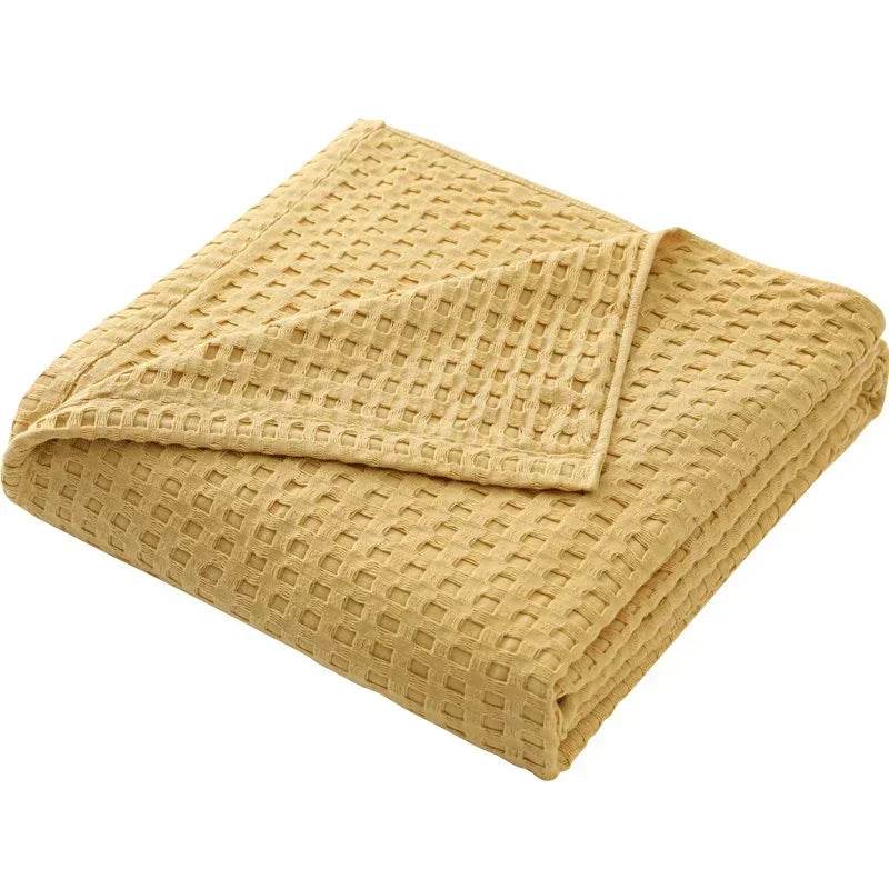 Waffle Pattern 100% Cotton Lightweight Summer Blanket - Sleep Galleria