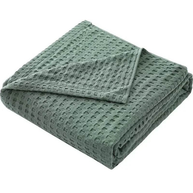 Waffle Pattern 100% Cotton Lightweight Summer Blanket - Sleep Galleria