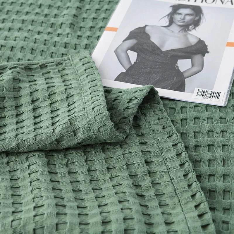 Waffle Pattern 100% Cotton Lightweight Summer Blanket - Sleep Galleria