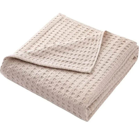 Waffle Pattern 100% Cotton Lightweight Summer Blanket - Sleep Galleria
