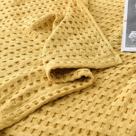 Waffle Pattern 100% Cotton Lightweight Summer Blanket - Sleep Galleria