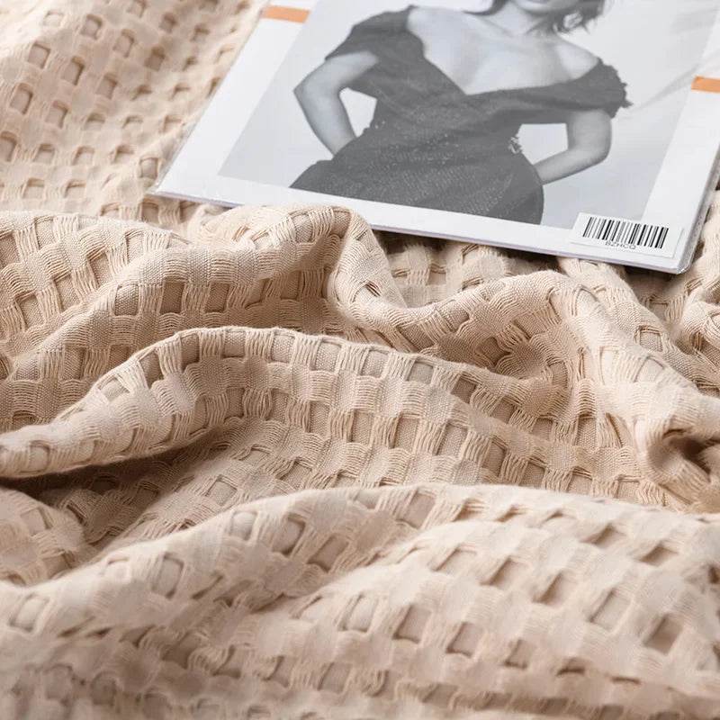 Waffle Pattern 100% Cotton Lightweight Summer Blanket - Sleep Galleria