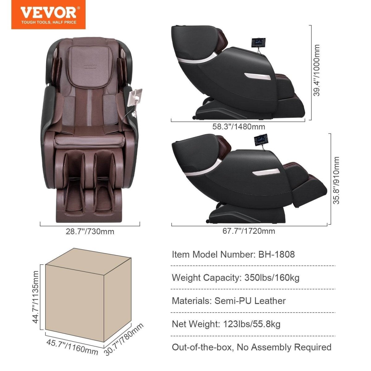 Full Body Zero Gravity Recliner with 3D Shiatsu - Vevor - Sleep Galleria