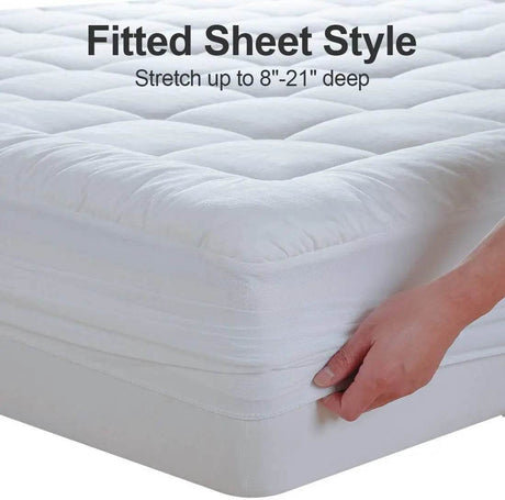 Cooling Quilted Pillow Top Mattress Protector - WQSPRING - Sleep Galleria