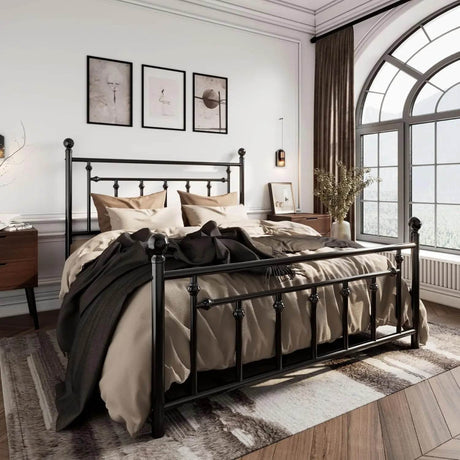 Victorian Metal Platform Bed Frame with Steel Slats - Sleep Galleria