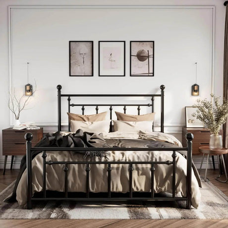 Victorian Metal Platform Bed Frame with Steel Slats - Sleep Galleria