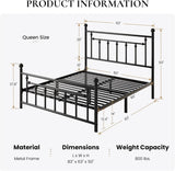 Victorian Metal Platform Bed Frame with Steel Slats - Sleep Galleria