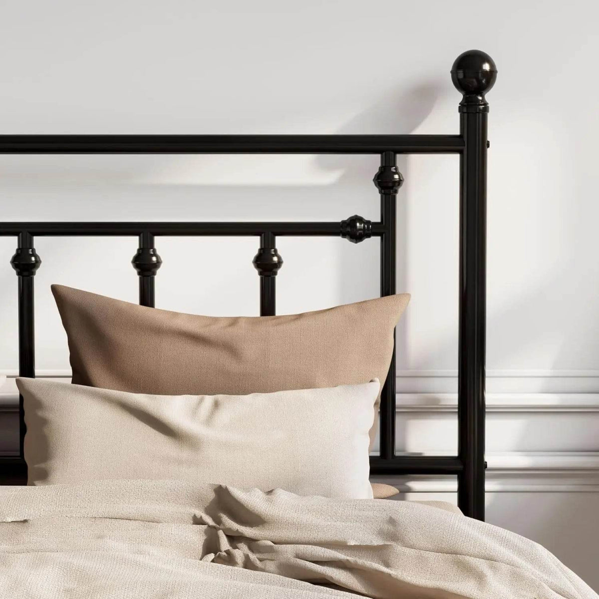 Victorian Metal Platform Bed Frame with Steel Slats - Sleep Galleria