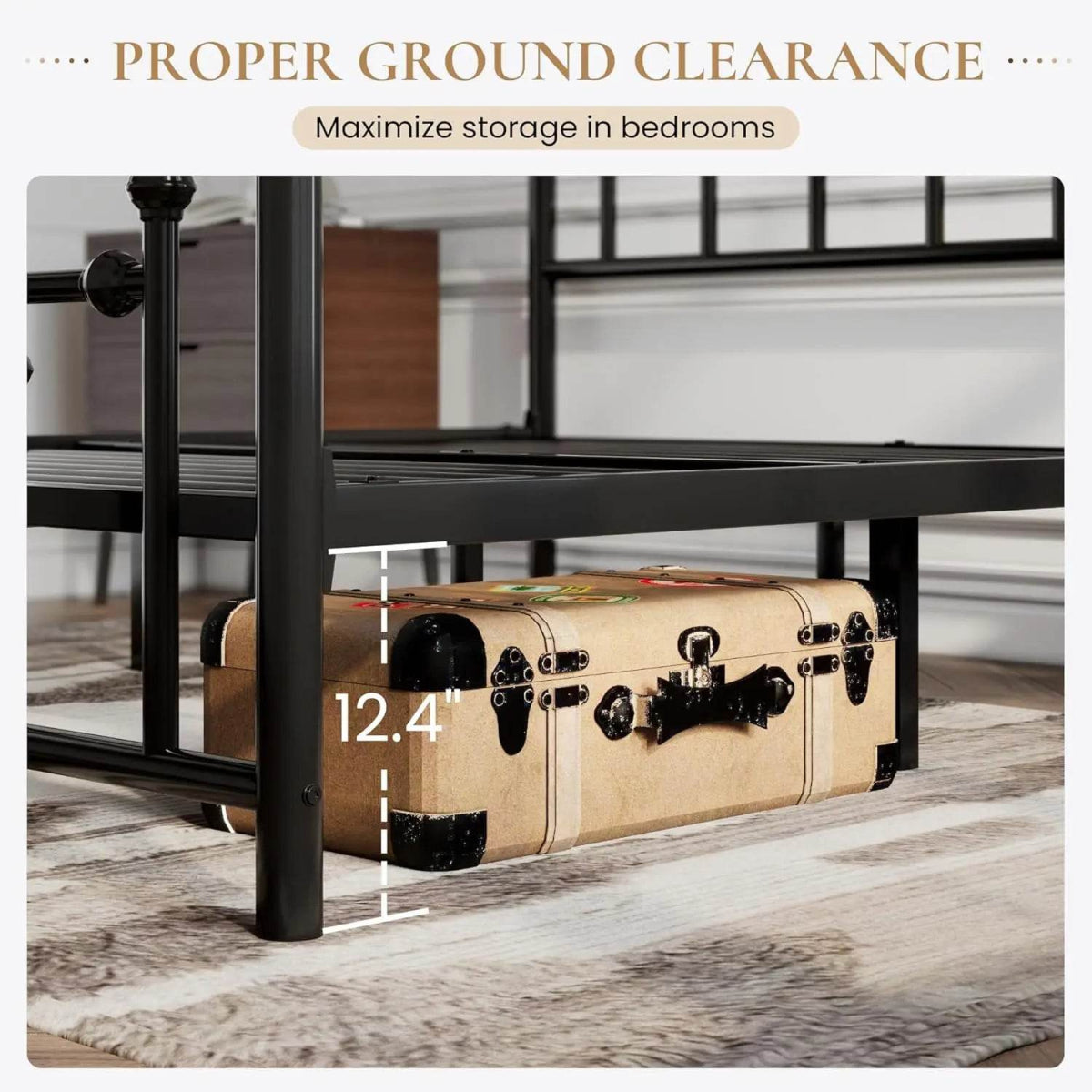 Victorian Metal Platform Bed Frame with Steel Slats - Sleep Galleria