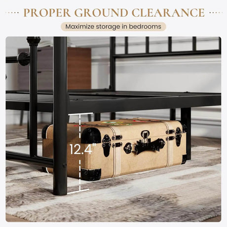 Victorian Metal Platform Bed Frame with Steel Slats - Sleep Galleria