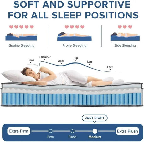 12 - Inch Hybrid Bamboo Gel Mattress - XMSJ - Sleep Galleria
