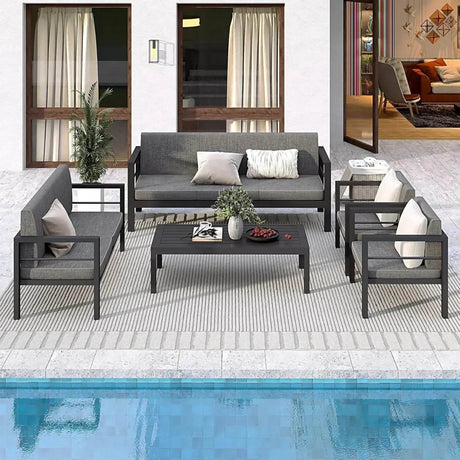 5-Piece Modern Aluminum Outdoor Patio Furniture Set - Sleep Galleria