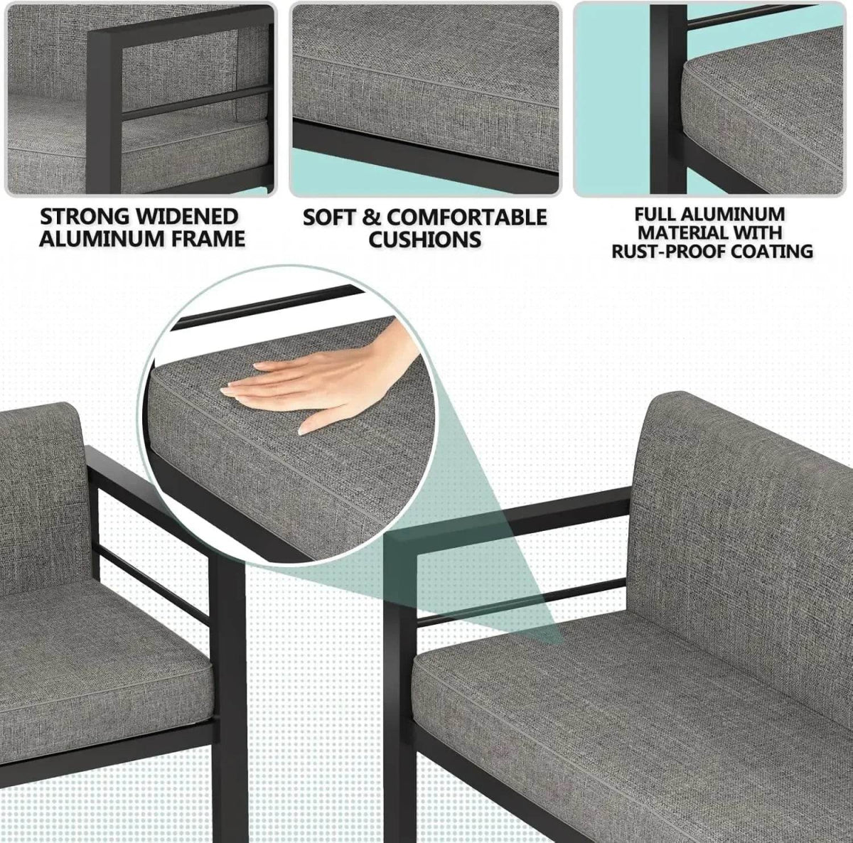 5-Piece Modern Aluminum Outdoor Patio Furniture Set - Sleep Galleria