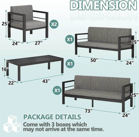 5-Piece Modern Aluminum Outdoor Patio Furniture Set - Sleep Galleria