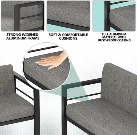 5-Piece Modern Aluminum Outdoor Patio Furniture Set - Sleep Galleria