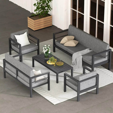 5-Piece Modern Aluminum Outdoor Patio Furniture Set - Sleep Galleria