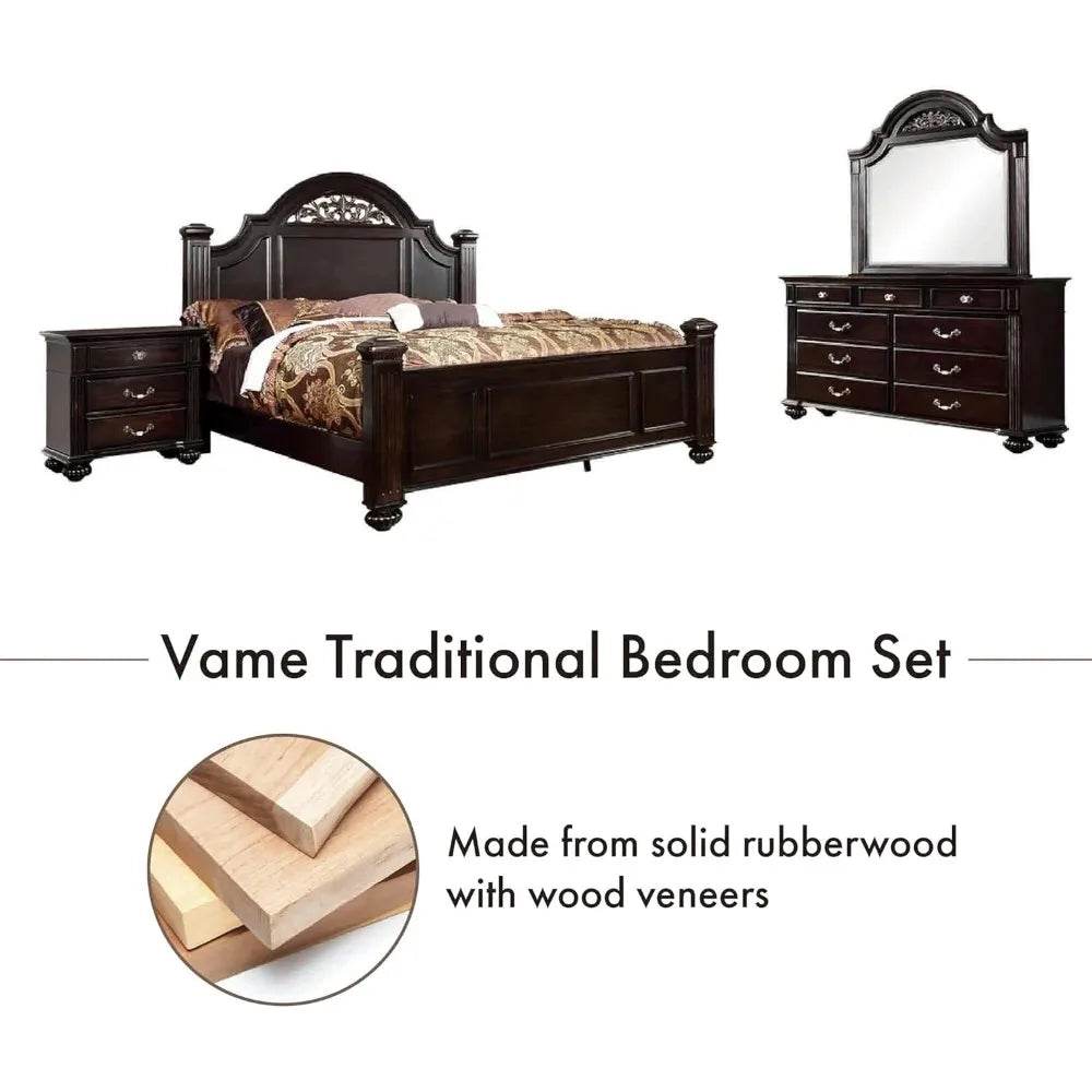6 - Piece Traditional Solid Wood Bedroom Furniture Set - XMSJ - Sleep Galleria