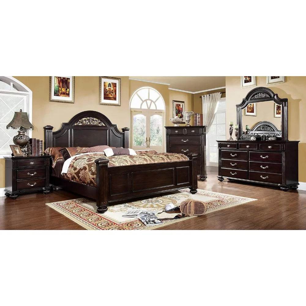 6 - Piece Traditional Solid Wood Bedroom Furniture Set - XMSJ - Sleep Galleria