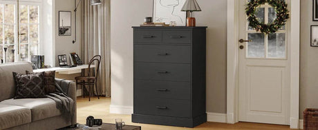 Black 6-Drawer Wood Storage Dresser Chest - Sleep Galleria