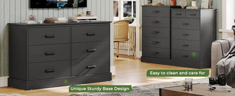 Black 6-Drawer Wood Storage Dresser Chest - Sleep Galleria