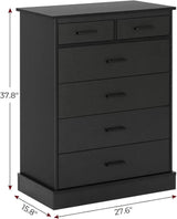 Black 6-Drawer Wood Storage Dresser Chest - Sleep Galleria