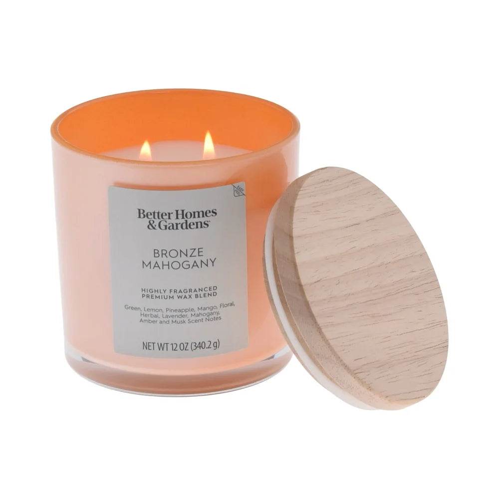 Bronze Mahogany Scented 12oz Jar Candle With Double Wicks - XMSJ - Sleep Galleria