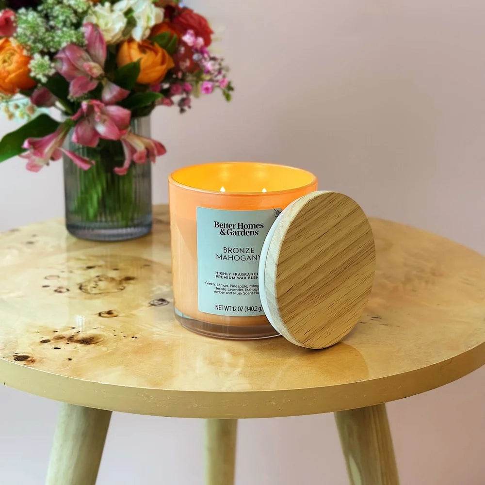 Bronze Mahogany Scented 12oz Jar Candle With Double Wicks - XMSJ - Sleep Galleria