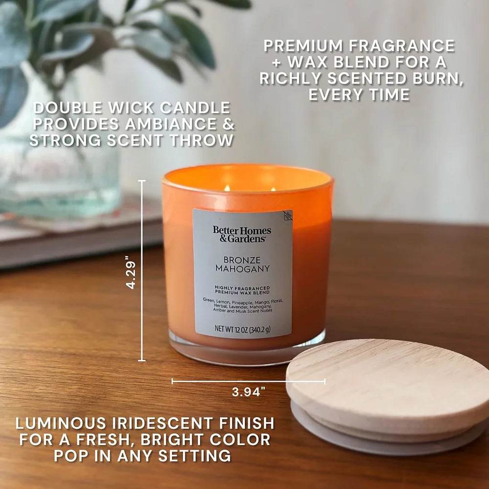 Bronze Mahogany Scented 12oz Jar Candle With Double Wicks - XMSJ - Sleep Galleria