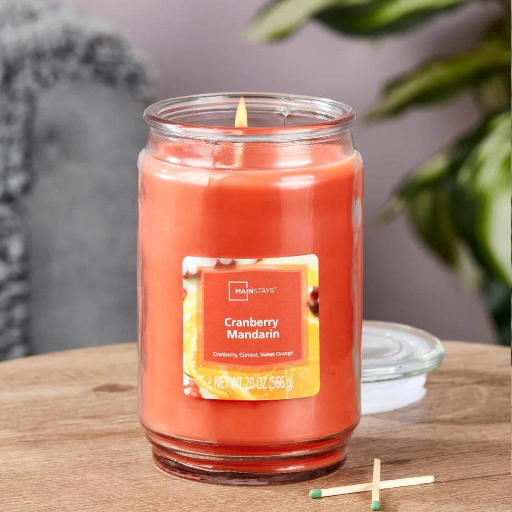 Cranberry Mandarin Scented 20 oz Glass Jar Candle - XMSJ - Sleep Galleria